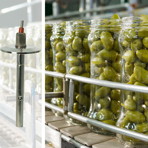 olives in packaging line