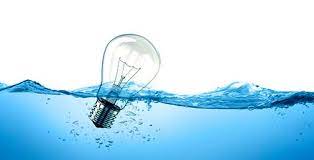 lightbulb floating in water